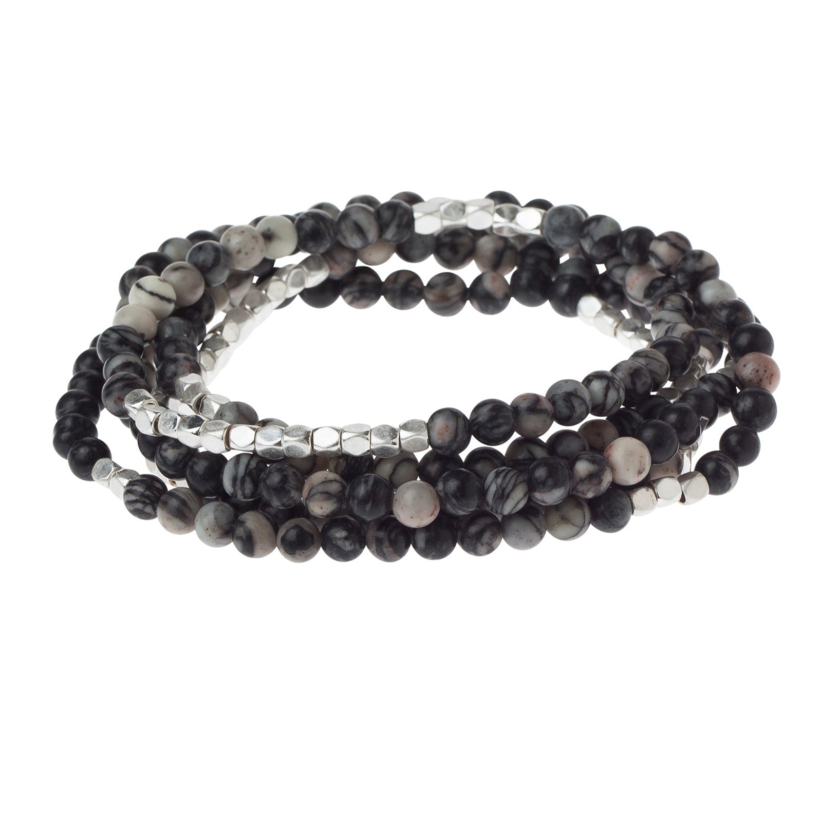 Dalmatian jasper and black agate bracelet. 10 mm - gemstone bracelet - Shop